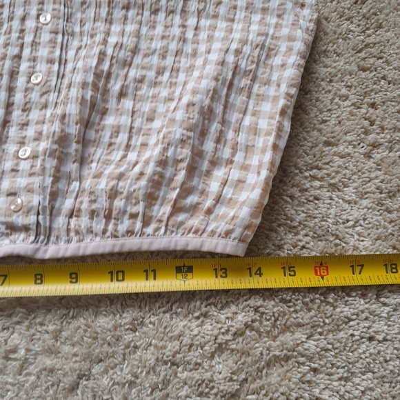Maeve Anthropologie crop top sleeveless beige check women's M - Picture 9 of 9